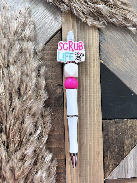 Hot Pink Rhinestone Scrub Life Pen