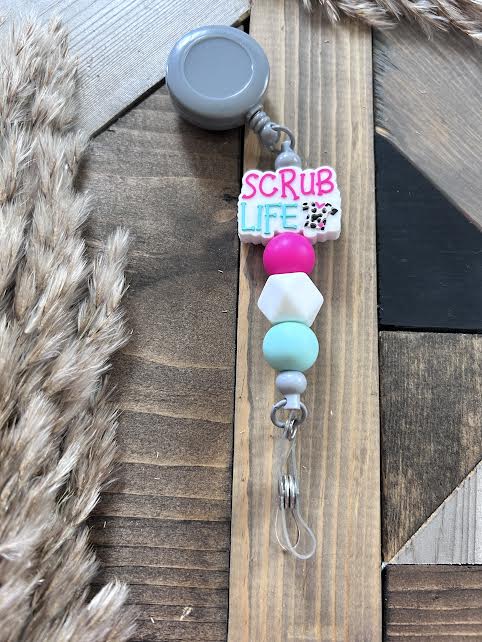 Grey and Pink Badge Reel