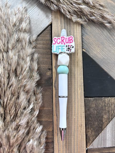 White Rhinestone Scrub Life Pen