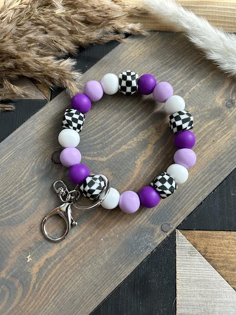 Checkered Lavender Wristlet