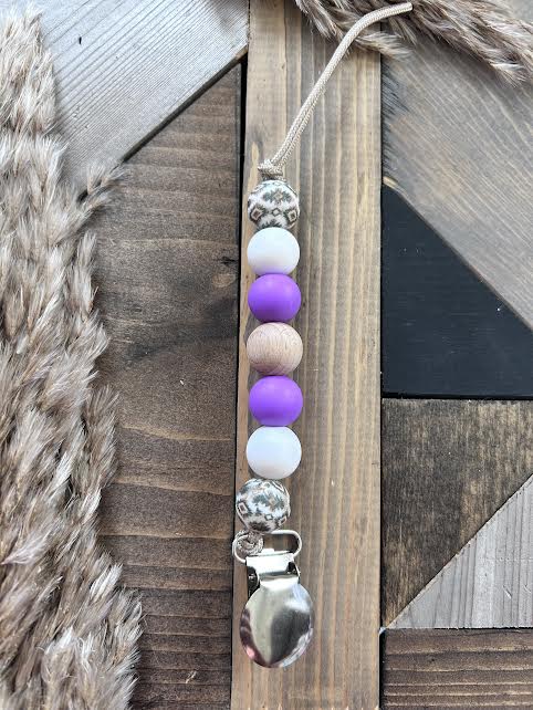 Purple Aztec Wood Passy Clip